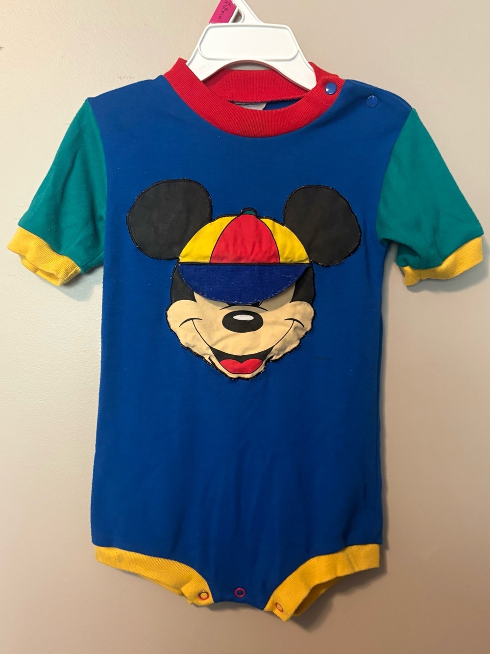 Vintage Colourblock Disney Mickey Mouse Interactive Baby Romper